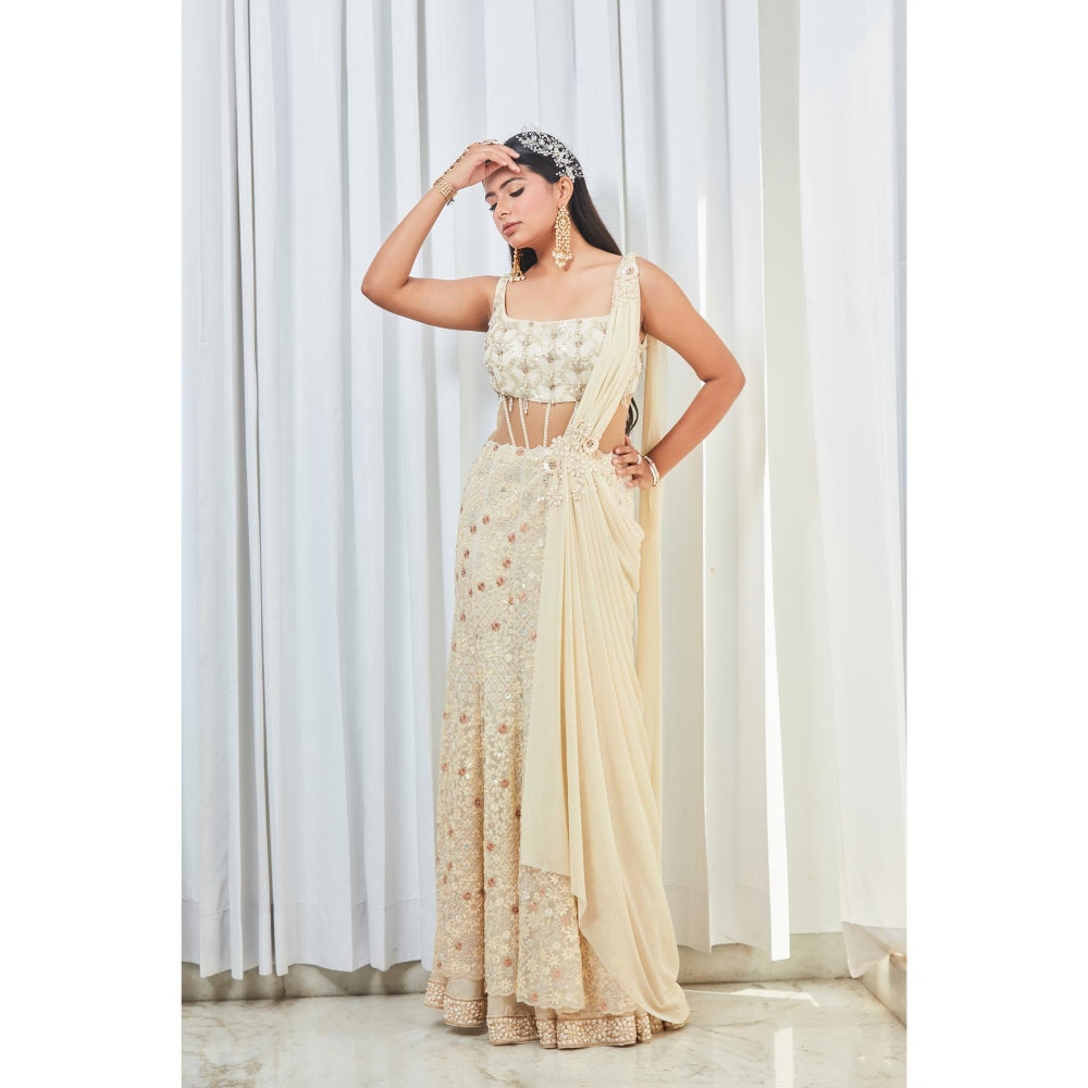 Saaj by Ankita Cream Corset Waist Gown