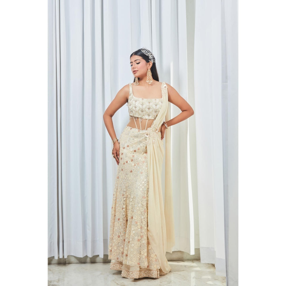 Saaj by Ankita Cream Corset Waist Gown