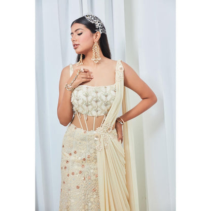 Saaj by Ankita Cream Corset Waist Gown