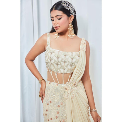 Saaj by Ankita Cream Corset Waist Gown
