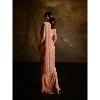 Saanjh by Lea Aazina Blush Pink Pre-Stitched Saree with Stitched Blouse