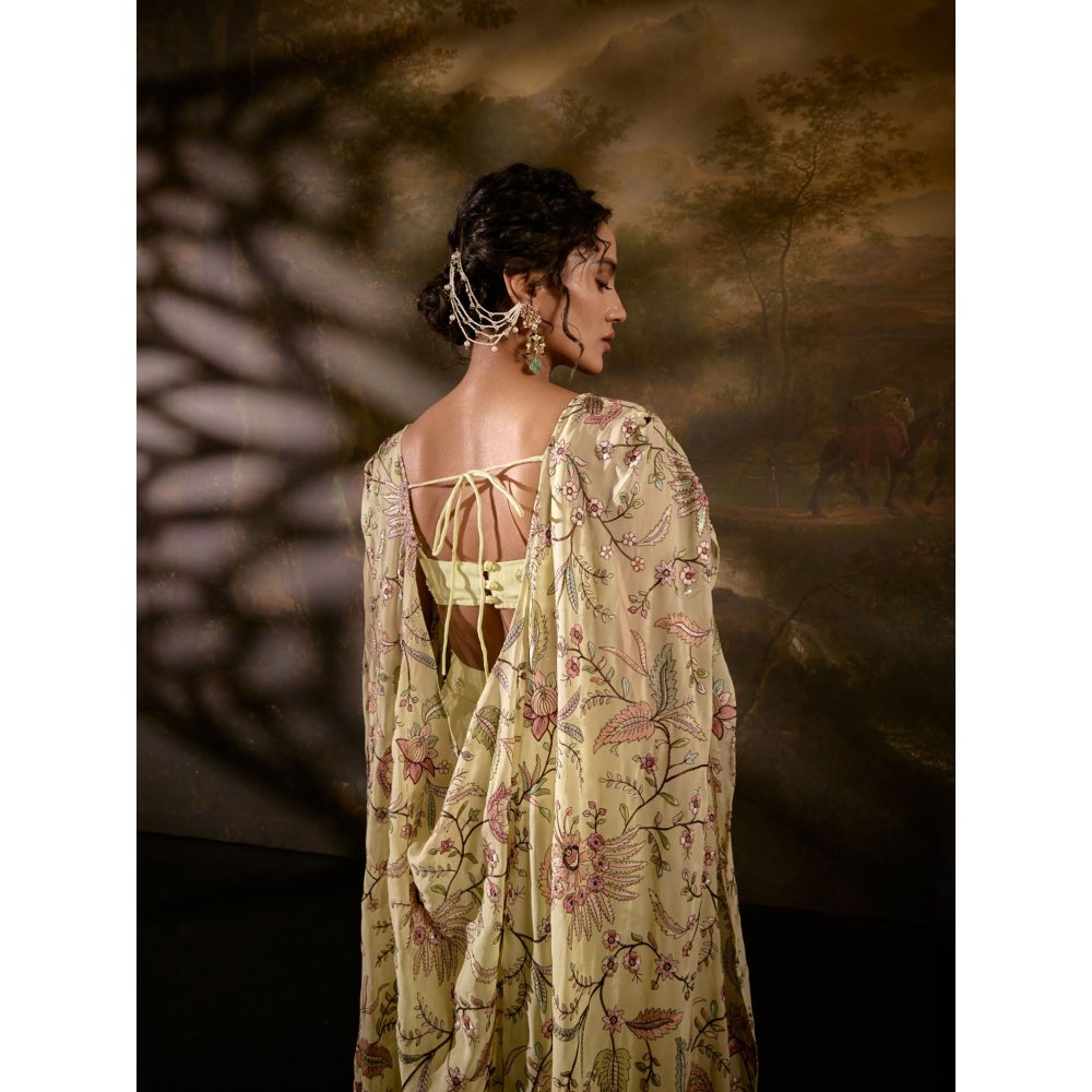 Saanjh by Lea Yuvika Yellow Embroidered Co-Ord (Set of 3)