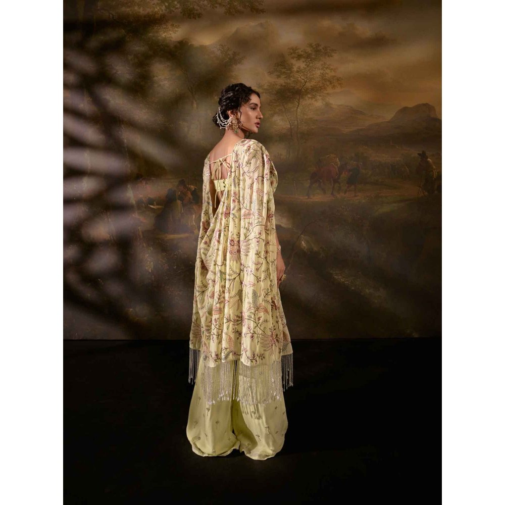 Saanjh by Lea Yuvika Yellow Embroidered Co-Ord (Set of 3)