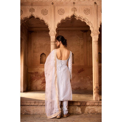 Saanjh by Lea Aqsa Blue Straight Kurta with Churidar and Dupatta