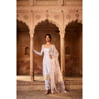 Saanjh by Lea Aqsa Blue Straight Kurta with Churidar and Dupatta