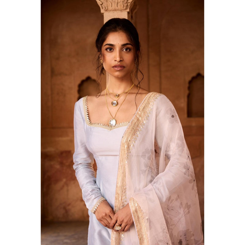 Saanjh by Lea Aqsa Blue Straight Kurta with Churidar and Dupatta