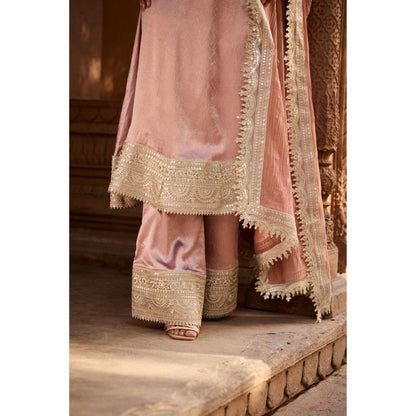 Saanjh by Lea Ati Pink Slit Kurta with Palazzo and Dupatta