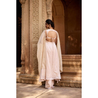Saanjh by Lea Mihika Ivory Chanderi Kurta with Palazzo and Dupatta
