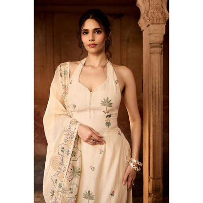 Saanjh by Lea Samriddhi Beige Embroidered Kurta with Pant and Dupatta