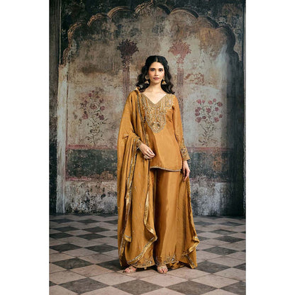 Saanjh by Lea Saima Gold Embroidered Kurta With Pant And Dupatta