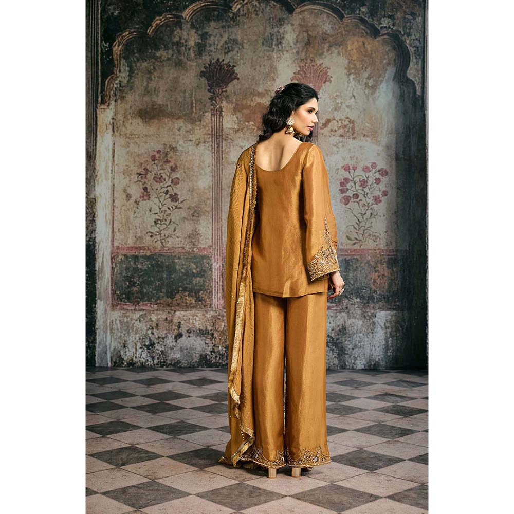 Saanjh by Lea Saima Gold Embroidered Kurta With Pant And Dupatta