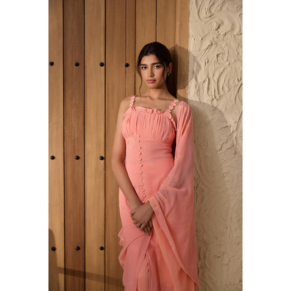Saanjh by Lea Women Georgette Pink Kurta with Pant and Dupatta