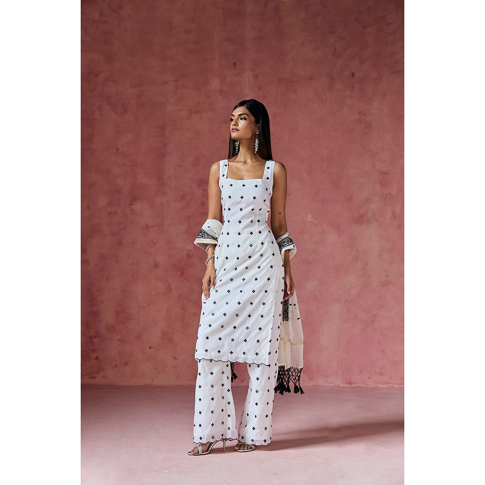 Saanjh by Lea Sahiba Chanderi Cotton Kurta with Palazzo & Dupatta