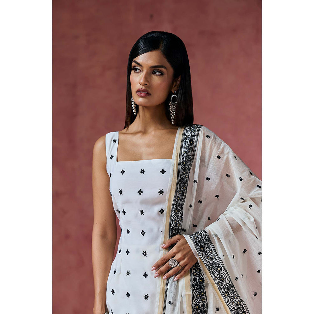 Saanjh by Lea Sahiba Chanderi Cotton Kurta with Palazzo & Dupatta