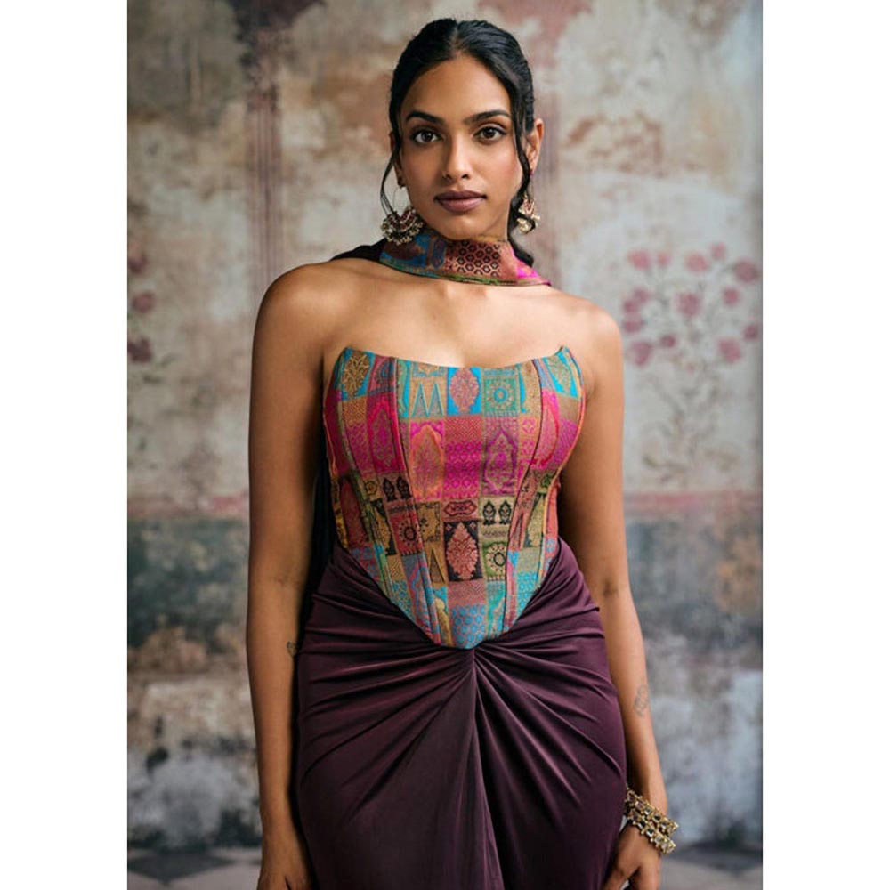 Saanjh by Lea Riva Silk Brocade Corset Blouse