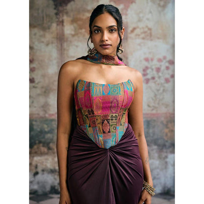 Saanjh by Lea Riva Silk Brocade Corset Blouse