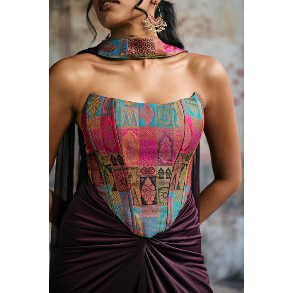 Saanjh by Lea Riva Silk Brocade Corset Blouse