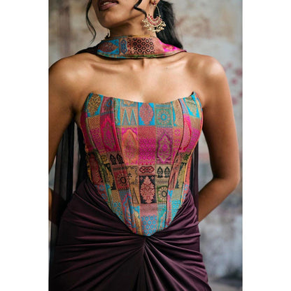 Saanjh by Lea Riva Silk Brocade Corset Blouse