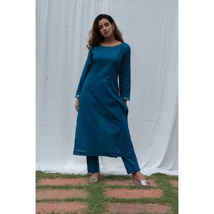Saatvikei Cape Suit - Turquoise Kurta with Pant and Cape Dupatta (Set of 3)