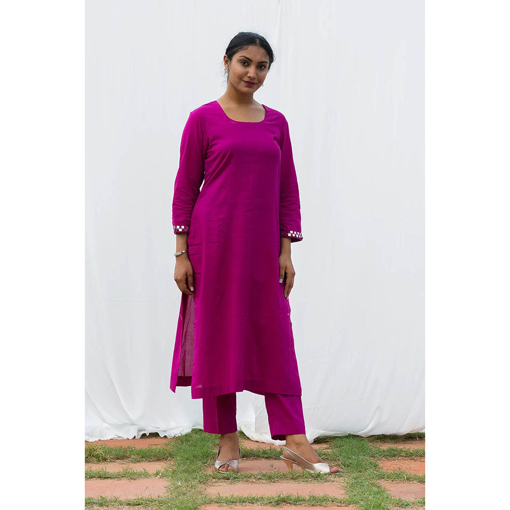 Saatvikei Cape Suit - Wine Kurta with Pant and Cape Dupatta (Set of 3)