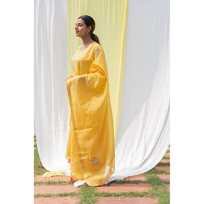 Saatvikei Chidiya - Yellow Kurta with Palazzo and Dupatta (Set of 3)