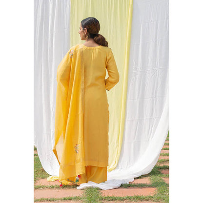 Saatvikei Chidiya - Yellow Kurta with Palazzo and Dupatta (Set of 3)