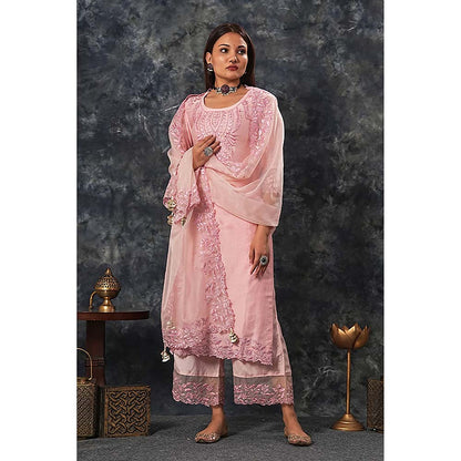 Saatvikei Harshita - Pink Kurta with Palazzo and Dupatta (Set of 3)
