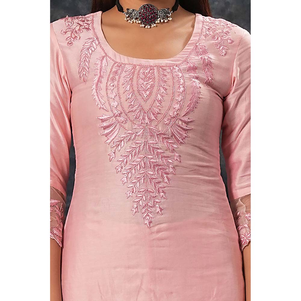 Saatvikei Harshita - Pink Kurta with Palazzo and Dupatta (Set of 3)