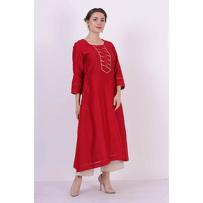 Saatvikei Kumud - Red Kurta