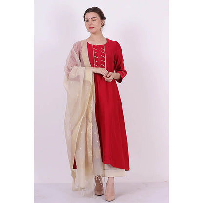 Saatvikei Kumud - Red Kurta