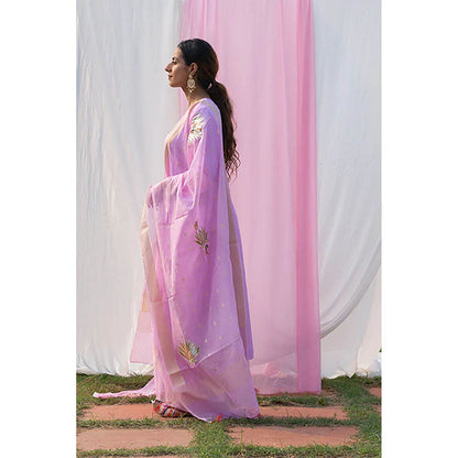 Saatvikei Lotus - Mauve Kurta with Pant and Dupatta (Set of 3)