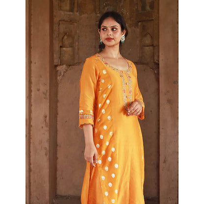 Saatvikei Meenakshi - Yellow Kurta with Pant and Dupatta (Set of 3)