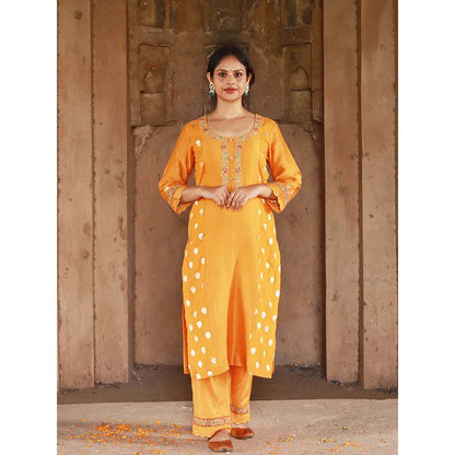 Saatvikei Meenakshi - Yellow Kurta with Pant and Dupatta (Set of 3)