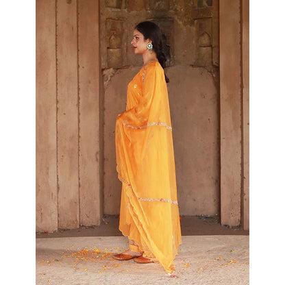 Saatvikei Meenakshi - Yellow Kurta with Pant and Dupatta (Set of 3)