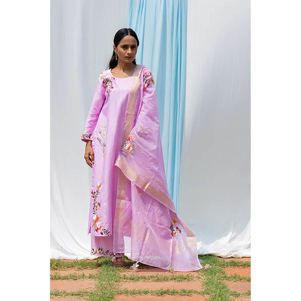 Saatvikei Parineeta - Mauve Kurta with Palazzo and Dupatta (Set of 3)