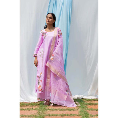 Saatvikei Parineeta - Mauve Kurta with Palazzo and Dupatta (Set of 3)