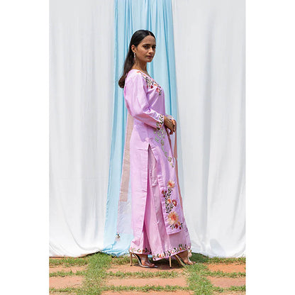 Saatvikei Parineeta - Mauve Kurta with Palazzo and Dupatta (Set of 3)