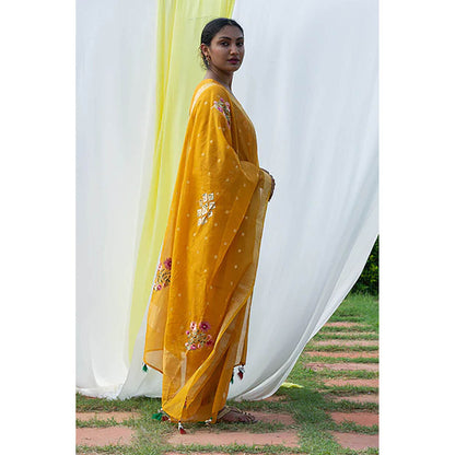 Saatvikei Parineeta - Yellow Kurta with Palazzo and Dupatta (Set of 3)