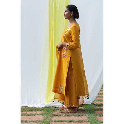 Saatvikei Parineeta - Yellow Kurta with Palazzo and Dupatta (Set of 3)