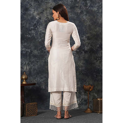 Saatvikei Raasika - Ivory Kurta with Palazzo and Dupatta (Set of 3)
