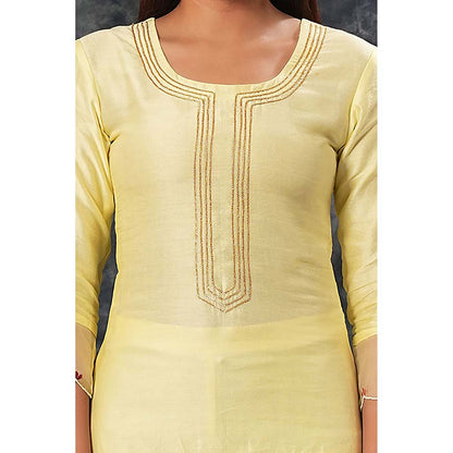 Saatvikei Radhika - Lemon Yellow Kurta with Palazzo and Dupatta (Set of 3)