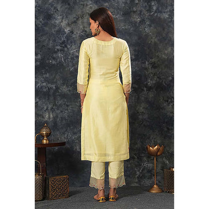 Saatvikei Radhika - Lemon Yellow Kurta with Palazzo and Dupatta (Set of 3)
