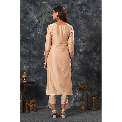 Saatvikei Radhika - Nude Pink Kurta with Palazzo and Dupatta (Set of 3)