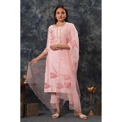 Saatvikei Radhika - Onion Pink Kurta with Palazzo and Dupatta (Set of 3)