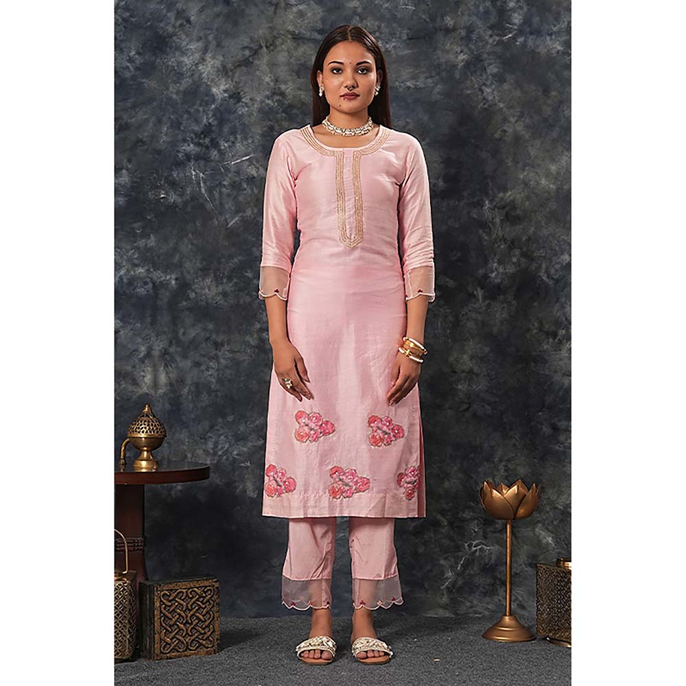 Saatvikei Radhika - Onion Pink Kurta with Palazzo and Dupatta (Set of 3)