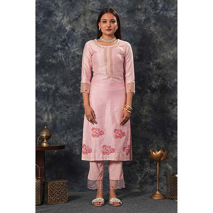 Saatvikei Radhika - Onion Pink Kurta with Palazzo and Dupatta (Set of 3)