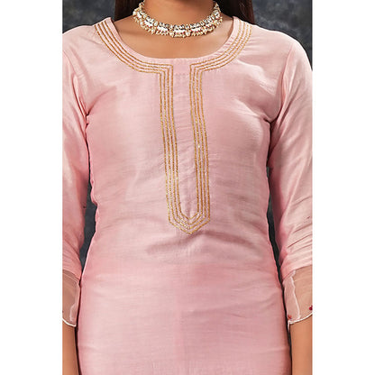 Saatvikei Radhika - Onion Pink Kurta with Palazzo and Dupatta (Set of 3)
