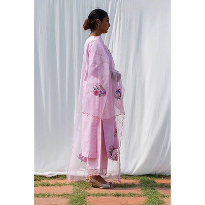 Saatvikei Radhika - Pink Kurta with Palazzo and Dupatta (Set of 3)
