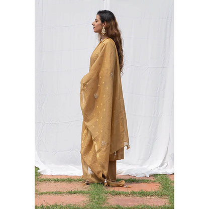 Saatvikei Raj - Beige Kurta with Palazzo and Dupatta (Set of 3)