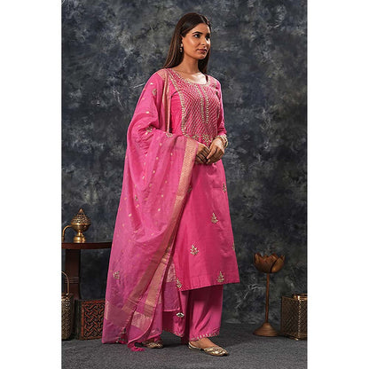 Saatvikei Raj - Hot Pink Kurta with Palazzo and Dupatta (Set of 3)